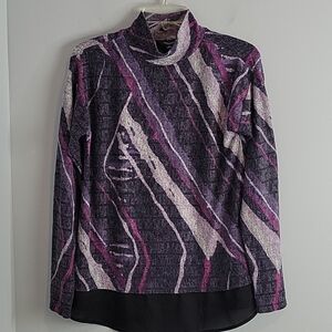 Simply Vera Vera Wang Tunic chiffon Trim mock neck Small